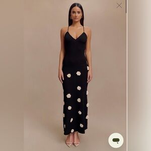 Meshki Suki Knit Maxi Dress With Flowers - Black/White Size S